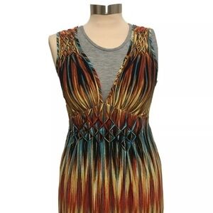 Sundress Decoded Size Small Belted Multicolor V Neck